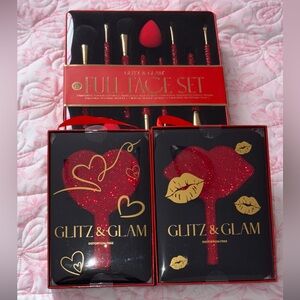 NEW Glitz & Glam red sparkle FULL FACE SET brush bundle